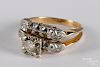 14K gold and diamond ring, size 7, 3.2 dwt.