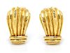 A Pair of 18 Karat Yellow Gold Textured Earclips, Henry Dunay, 12.60 dwts.