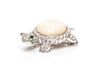 An 18 Karat White Gold, Mother-of-Pearl, Diamond and Emerald Turtle Brooch, Andreoli, 9.50 dwts.