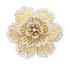 A Platinum, 18 Karat Yellow Gold and Diamond Flower Brooch, Italian, 31.80 dwts.