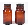 Amber Glass "Lightning" Fruit Jars