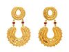 A Pair of 18 Karat Yellow Gold and Ruby Earclips, Lalaounis, 28.50 dwts.