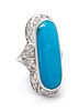 A Platinum, Turquoise and Diamond Ring, 5.10 dwts.