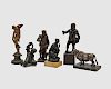 Assemblage of Six Continental Patinated Bronze Figures, after the antique