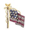 A Silver Topped Gold, Diamond, Sapphire and Ruby American Flag Brooch, 7.15 dwts.