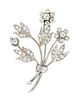 A White Gold and Diamond Foliate Brooch, 9.80 dwts.