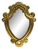 A Cartouche-Form Brass Mirror Height 35 x width 25 inches.