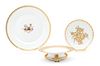 Three Continental Porcelain Gilt Decorated Serving Pieces Charger diameter 13 1/2 inches.