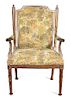 A Directoire Style Carved Wood Fauteuil Height 40 inches.