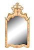 A Venetian Style Painted and Parcel Gilt Mirror Height 58 x width 31 inches.