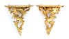 A Pair of Italian Rococo Style Giltwood Wall Brackets Height 8 1/2 inches.