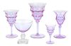 A Collection of Amethyst Colored Glass Stemware Height of goblets 7 1/2 inches.
