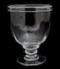 A Hand Blown Clear Glass Footed Urn Height 10 3/8 inches.