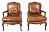 A Pair of George III Style Carved Mahogany Open Armchair Height 38 1/2 inches.