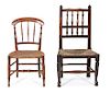 Two Rush Seat Child's Chairs Height of taller 28 3/4 inches.