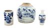 Three Chinese Export Porcelain Pots Height of taller 6 inches.
