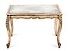 A Louis XV Style Mirrored Top Carved Wood Coffee Table Height 17 1/2 x width 26 x depth 18 1/4 inches.