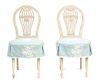 A Set of Six French Painted Mongolfier Side Chairs Height 37 3/4 inches.