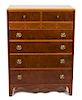 An Adam Style Inlaid Cherry Tall Chest of Drawers Height 45 1/2 x width 33 x depth 18 1/4 inches.