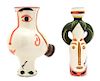 Two Glazed Ceramic Figural Vases After Picasso Height 11 inches.