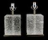 A Pair of Robert Kuo Rock Crystal Ghost Lamps Height 14 inches.