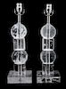 A Pair of Robert Kuo Ice Cube Rock Crystal Table Lamps Height 18 inches.