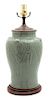 A Celadon Glazed Pottery Vase Height of vase 11 21/2 inches.