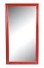 A Contemporary Red Painted Framed Floor Mirror Height 78 1/4 x width 43 inches.