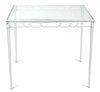 A Chinese Chippendale Style Painted Aluminum Glass Top Table Height 29 1/2 x width 35 x depth 35 inches.