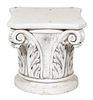 A Carved Stone Corinthian Columnar Base Height 18 x width 24 x depth 24 inches.