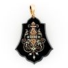 14k Rose gold, onyx & seed pearl Victorian mourning locket