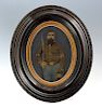 Civil War painted whole plate tintype, Confed. soldier
