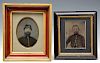 2 Civil War painted whole plate tintypes, Union soldiers