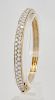 14k Yellow gold & diamond bangle bracelet, 25.2g.
