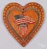 Painted pine patriotic flag heart wall plaque