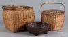 Three New England woven baskets