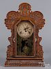 Pressed oak mantel clock