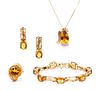 * A Collection of 18 Karat Yellow Gold and Citrine Jewelry, 31.40 dwts.