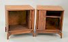 Pair of 1970's tambour walnut end tables. ht. 22in., wd. 22in., dp. 18in.