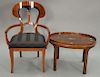 Two piece lot to include an armchair and a mahogany coffee table. table: ht. 19in., top: 20" x 27 1/2"