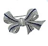 18k Gold Diamond Sapphire Bow Brooch Pin 