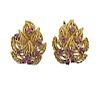 Tiffany &amp; Co 18K Gold Ruby Leaf Motif Earrings