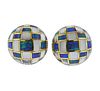 Tiffany &amp; Co Opal MOP Inlay 18k Gold Checkerboard Earrings 