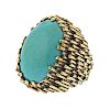 E. Pearl 18k Gold Turquoise Dome Ring 