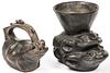 2 Chimu Zoomorphic Blackware Vessels, Peru, 1100-1470 AD