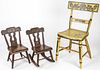 Group of 3 American Paint Decorated Chairs