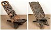 2 Vintage African Carved Wood Folding Chairs