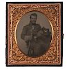 Sixth Plate Ambrotype of Union Artillery Corporal with Sword
