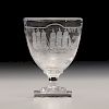 Blown and Cut, Etched Glass Wine Goblet Commemorating the Capture of Gibraltar in 1704