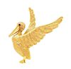 * An 18 Karat Yellow Gold Pelican Brooch, Cellino, 10.00 dwts.
